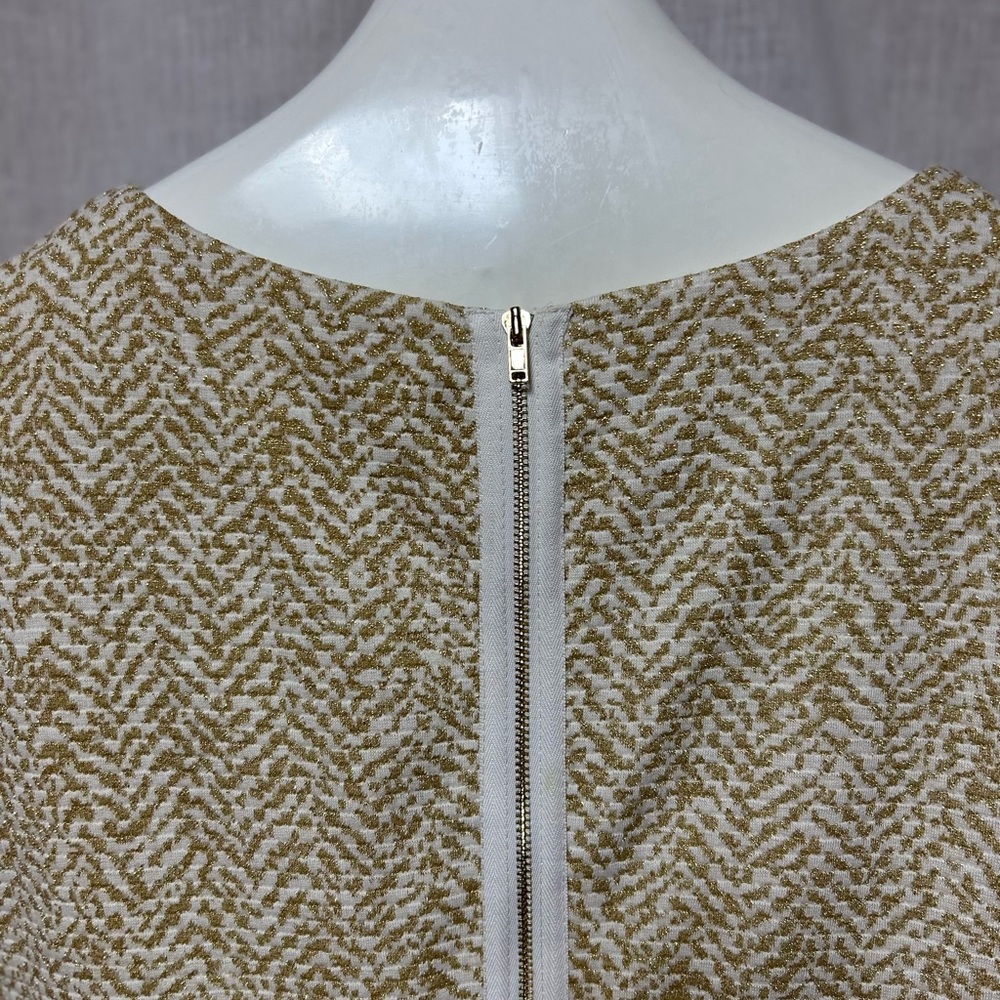 Cruise metallic gold white vintage Patterned Dress size 10 cruise holiday nice - Picture 8 of 10